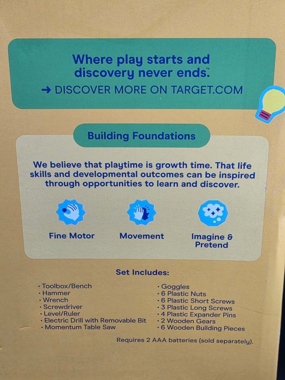 Gigglescape Construction Play Set 36-Piece With Electric Drill & Wooden Toolbox - Picture 11 of 12